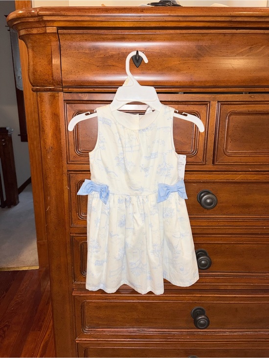 Carter's Other - Carter’s 3T Blue Toile Print Sleeveless Dress NWT White Bow Easter Spring